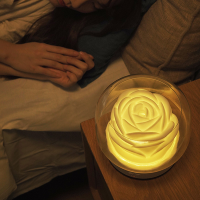 ED Night Light Aroma Oil Diffuser 400ml مرطب شكل زهرة بيضاء